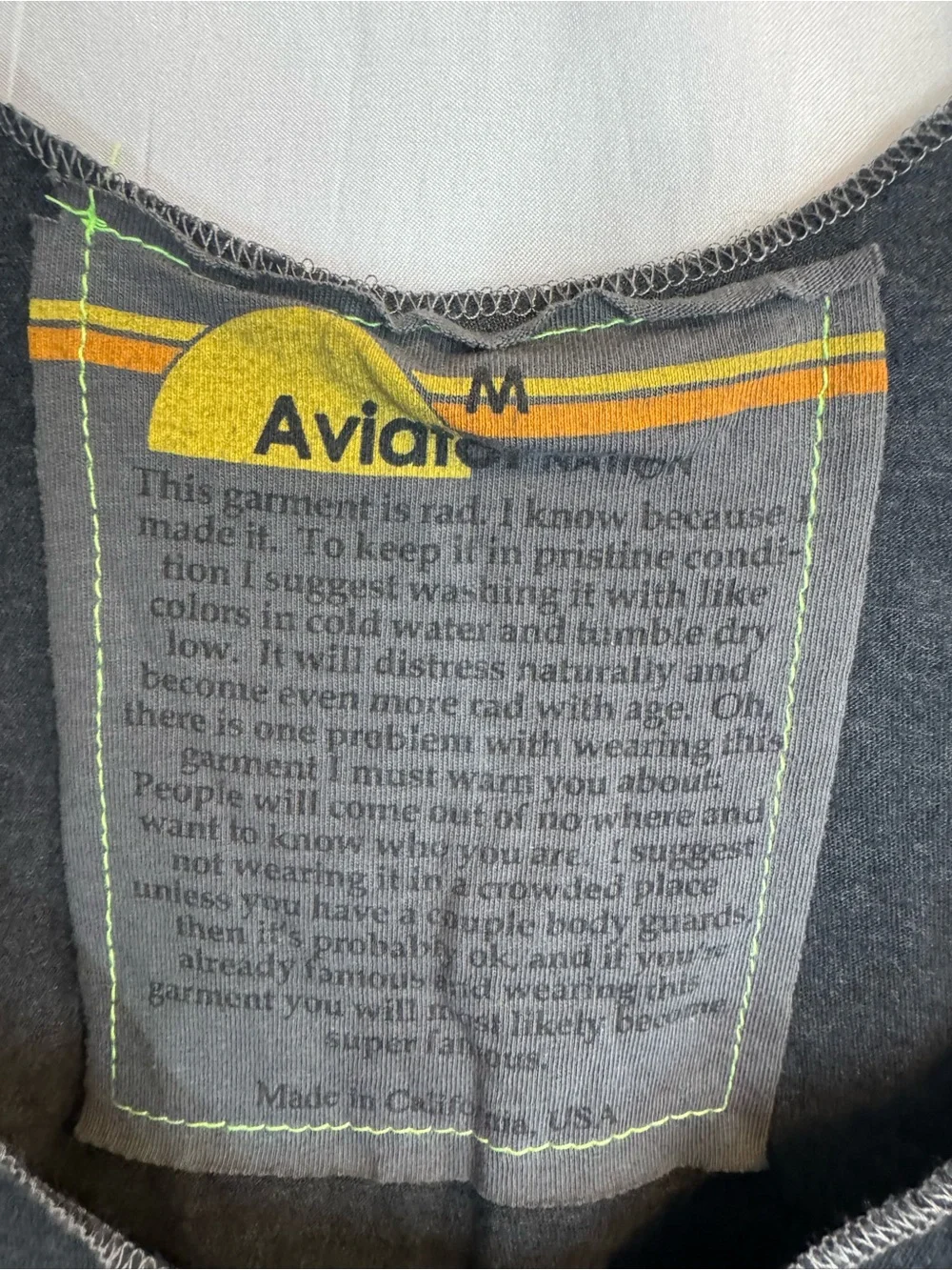 Aviator Nation Charcoal Lightning Bolt Tank Top - Size M - Picture 2 of 4